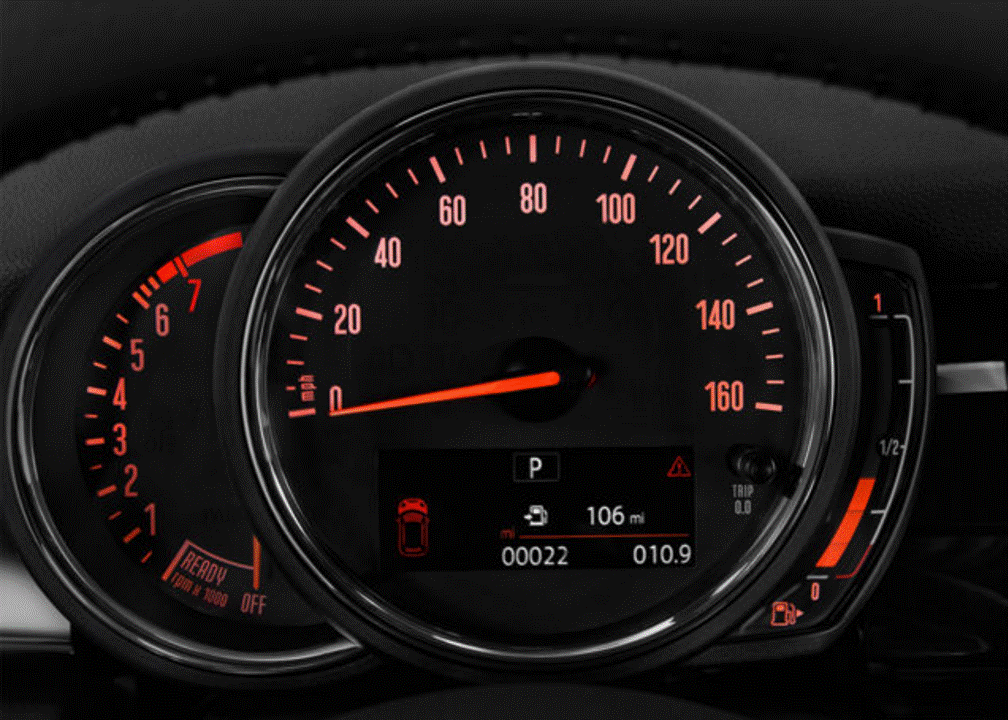 MINI Instrument Cluster Analogue outline of PPF Application coverage. 