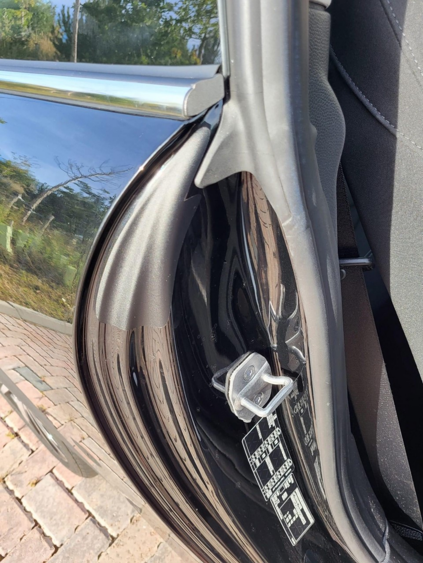 Installed Textured Black Door Shut Paint Protection Film Kit on the MINI Cooper F56 model. 