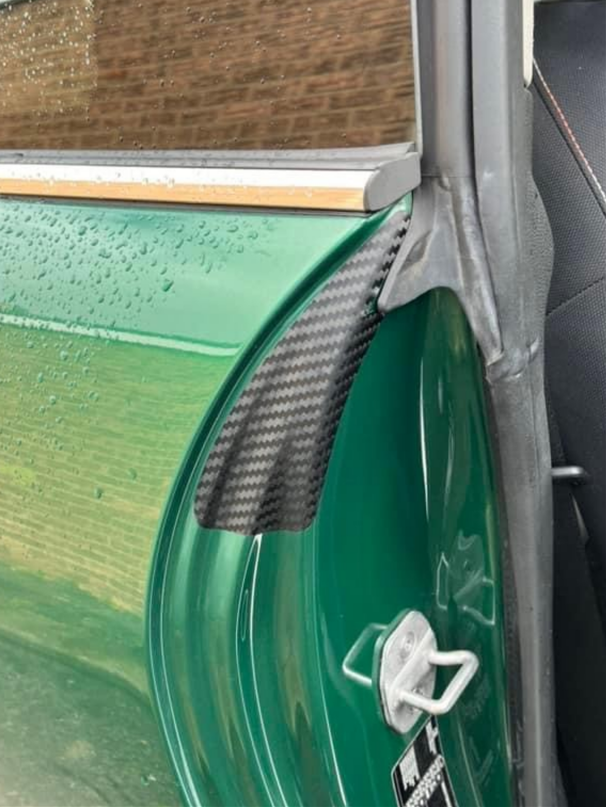 MINI Cooper F56 F57 F66 F67 J01 Door Shut Paint Protection Film Kit in Textured Carbon Fibre. 