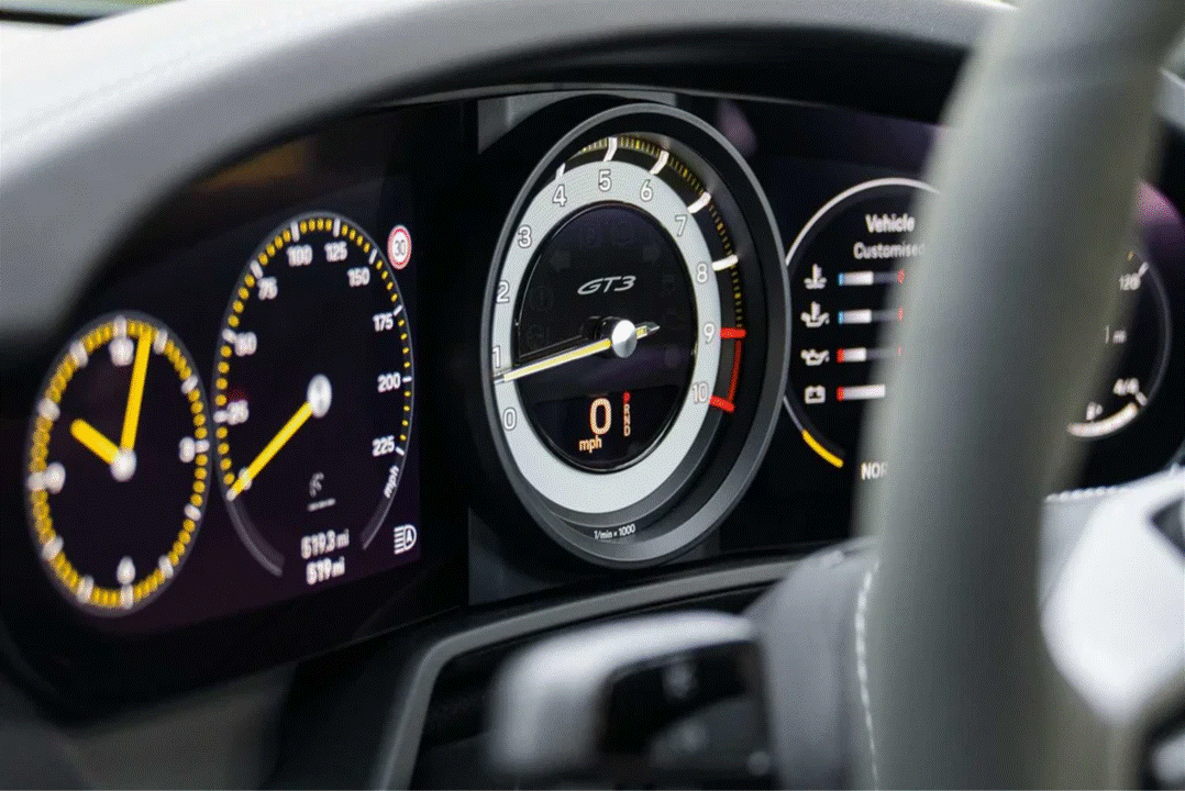 Porsche 911 992 speedometer screen PPF coverage.