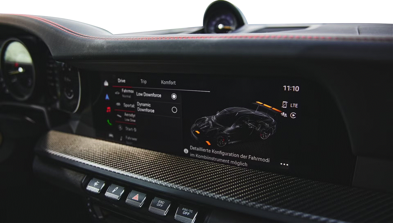Porsche 911 992.1 & 992.2 navigation and media screen protector PPF coverage.