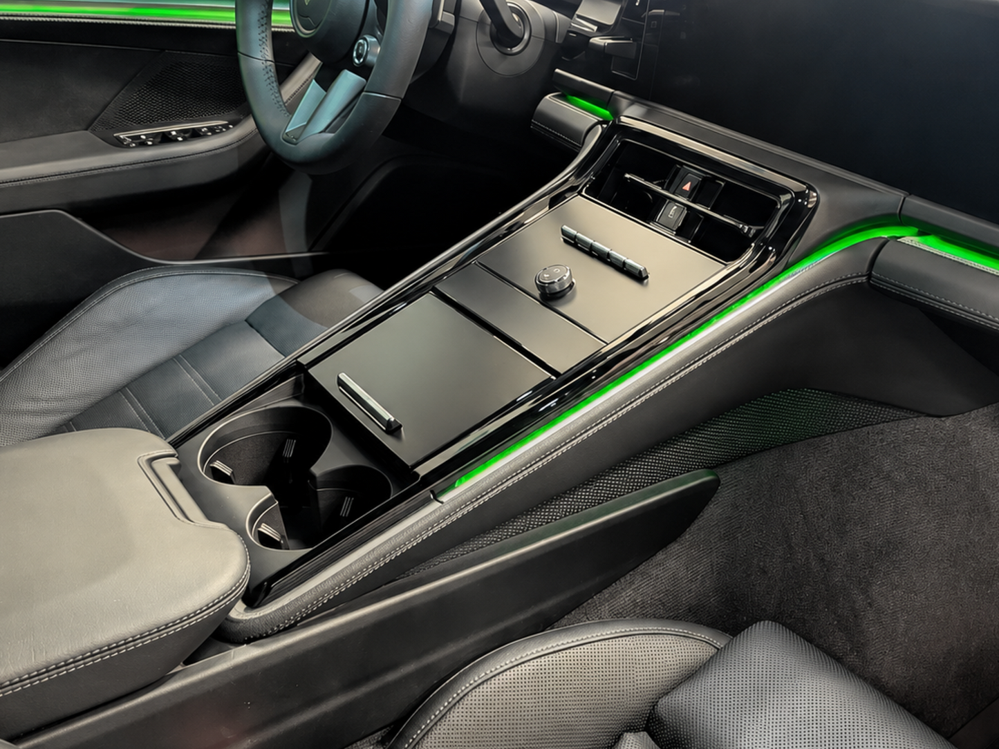 Porsche Panamera GEN 3 satin matte pre-cut center console PPF protector kit, protecting the underlying easily scratched piano black trim.