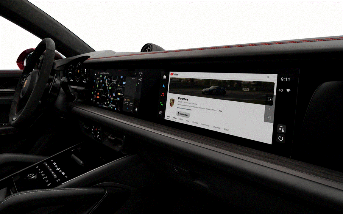 Porsche Panamera GEN 3 976 Navigation Infotainment Dual Large Screen Protection Film Kit coverage area.