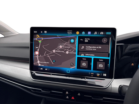 VW Golf MK8.5 facelift navigation and media screen protection film kit coverage area.