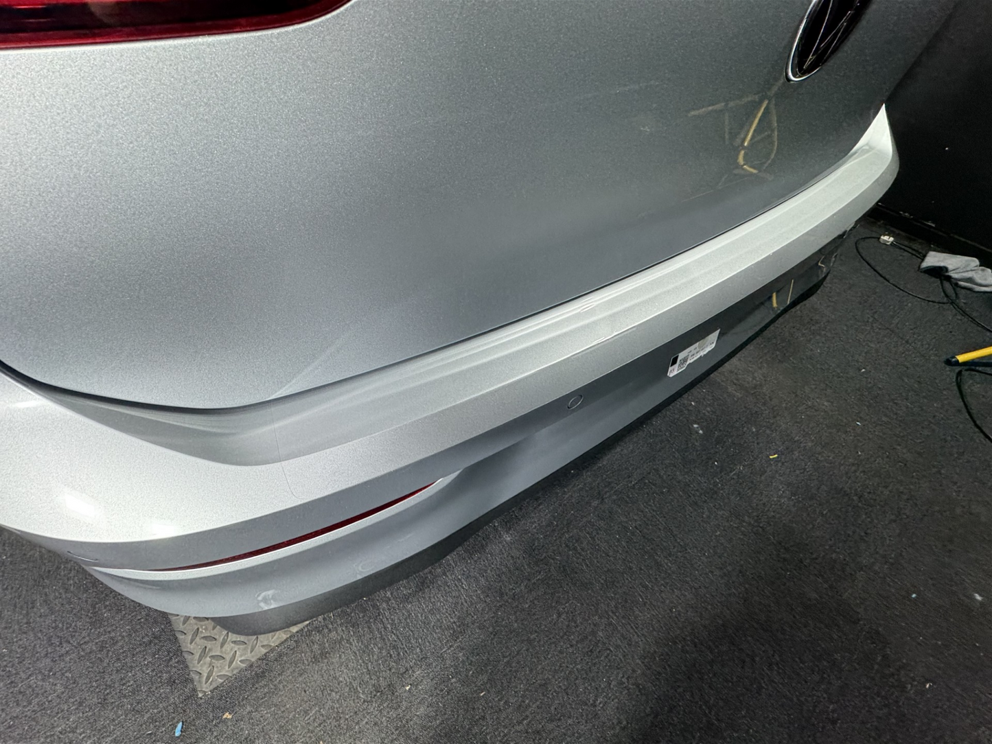 VW Golf MK8 and MK8.5 boot trunk bumper lip dog guard paint protection film kit installed.