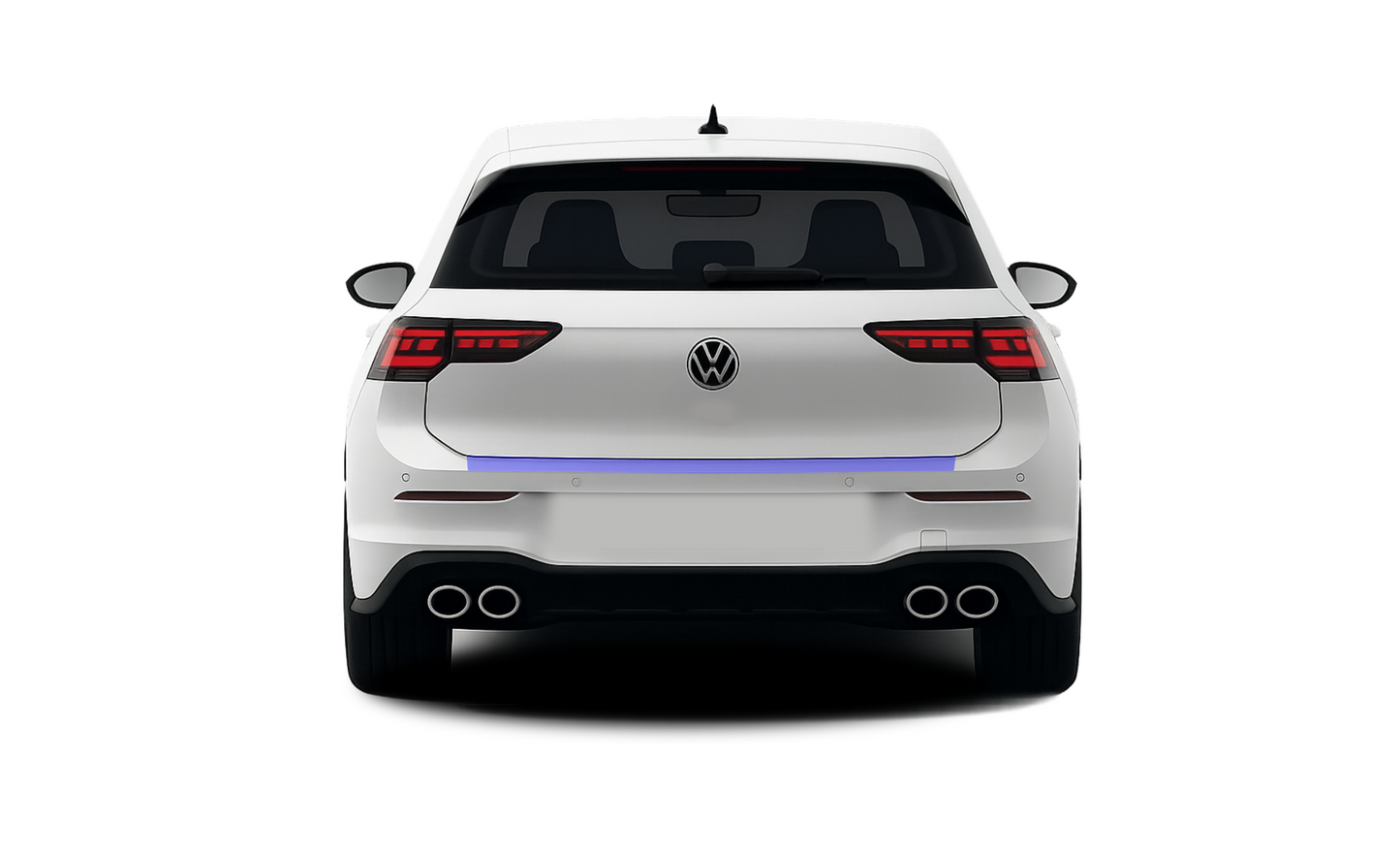 VW Golf MK8 and MK8.5 boot trunk bumper lip paint protection film kit coverage area.