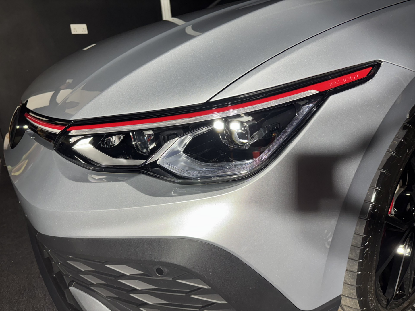 VW Golf MK8 and MK8.5 pre cut headlight ppf kit installed on a GTI.