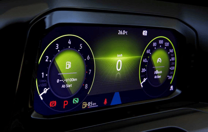 VW Golf MK8 and MK8.5 interior instrument cluster and speedometer screen protector coverage area.