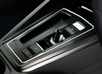 VW Golf MK8 and MK8.5 matte interior paint protection film kit installed to the centre console and gear selector.