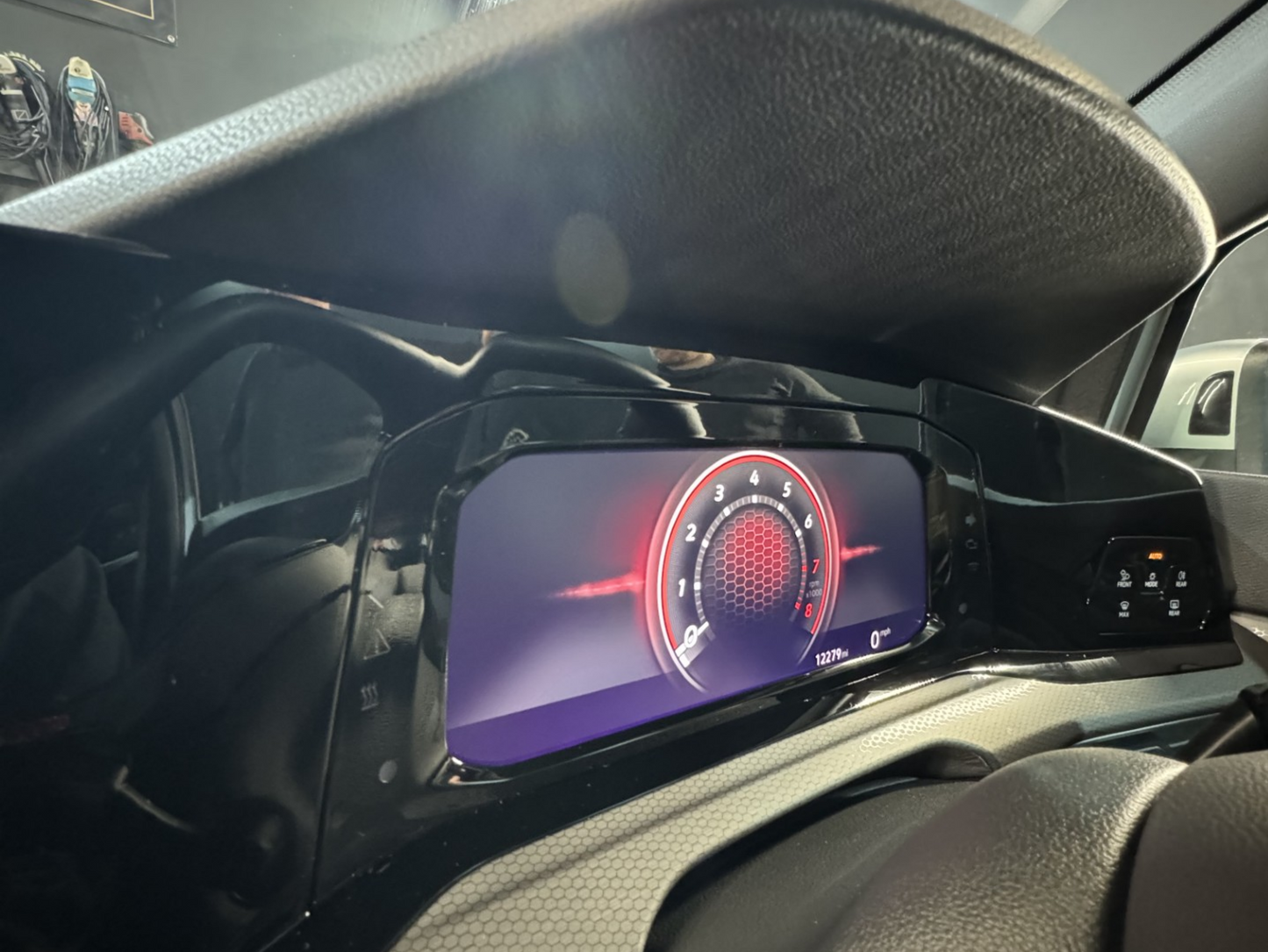 VW Golf MK8 and MK8.5 interior instrument cluster and speedometer matte anti glare screen protector installed. 