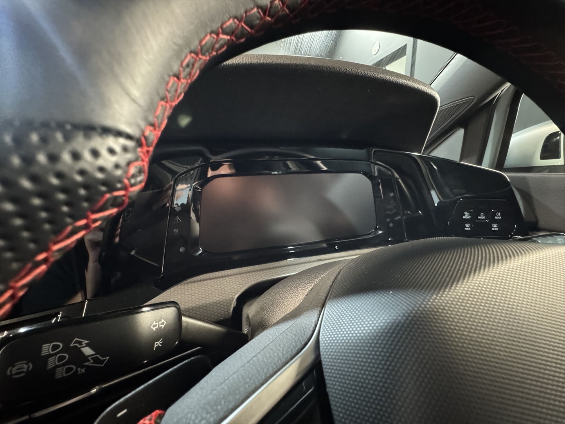 VW Golf MK8.5 GTI interior instrument cluster and speedometer matte anti glare screen protector installed. 